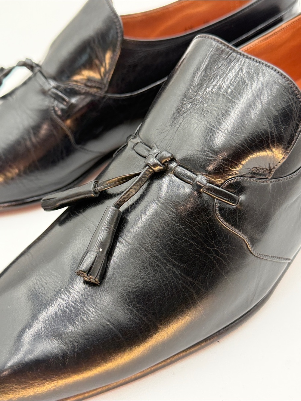 PIERRE CARDIN sz7.5M Chisel Toe Tassel Loafers Formal Made in SPAIN